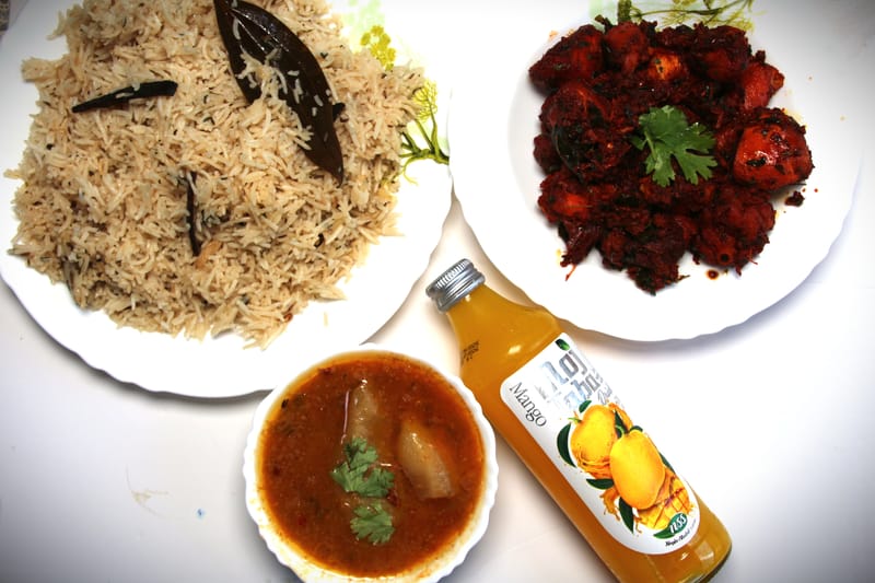 صالونة دال جا مع دجاج مقلي