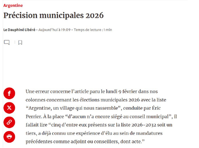 Erratum Le Dauphiné Libéré du 11 février 2026