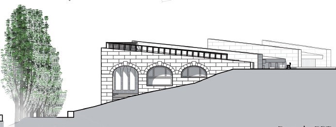 Façade en bardage bois et pierre de taille