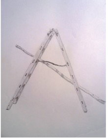 Dessin aux crayons à papier de type H, B et HB, sur format "raisin"