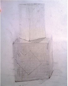 Dessin aux crayons à papier de type H, B et HB, sur format "raisin"