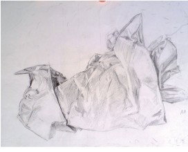 Dessin aux crayons à papier de type H, B et HB, sur format "raisin"