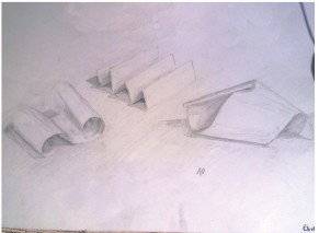 Dessin aux crayons à papier de type H, B et HB, sur format "raisin"