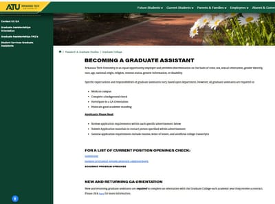 GRADUATE ASSISTANTSHIPS in the USA