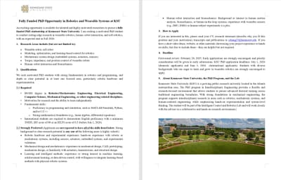 Fully Funded PhD Position – Wearable Robotics