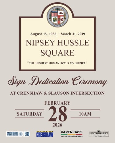 Crenshaw Boulevard and Slauson Avenue to be Named Nipsey Hussle Square