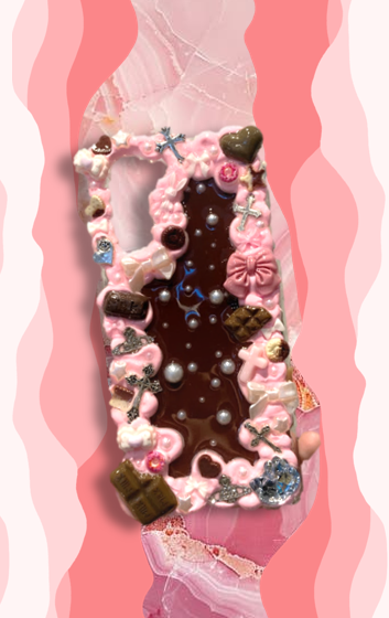 adorable pink and chocolate phone case