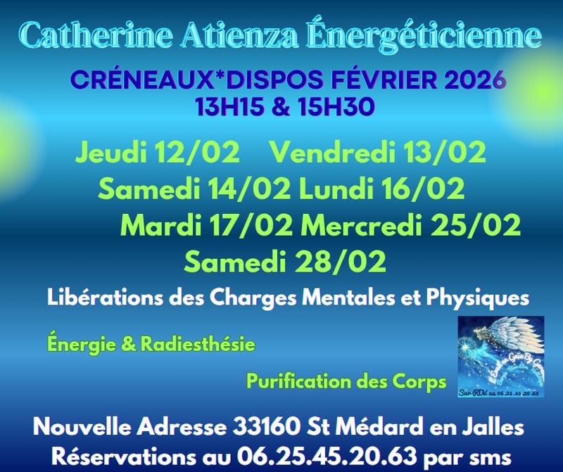 Agenda de Février 2026 Créneaux Disponibles Réservations par Texto Exclusivement Merci au 06.25.45.20.63