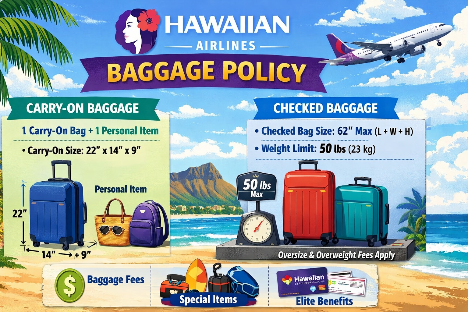 Hawaiian Airlines Baggage Policy: Weight Limits, Fees & Tips