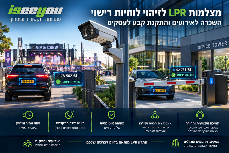 מצלמות LPR לזיהוי לוחיות רישוי: השכרה לאירועים והתקנה לחניונים