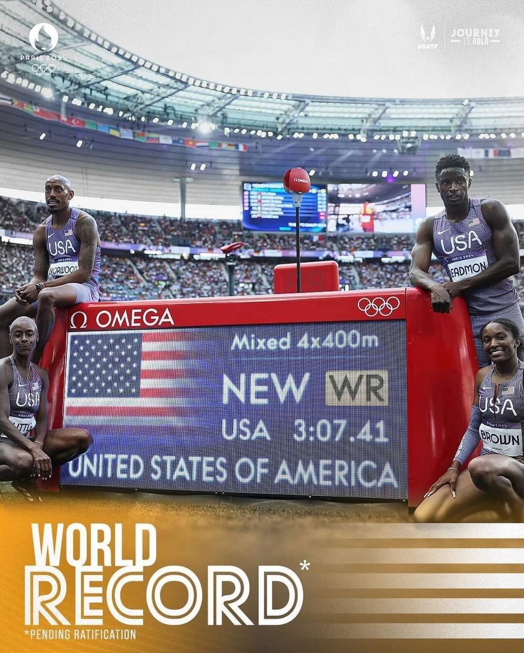 USA breaks world record in 4x400m mixed relay