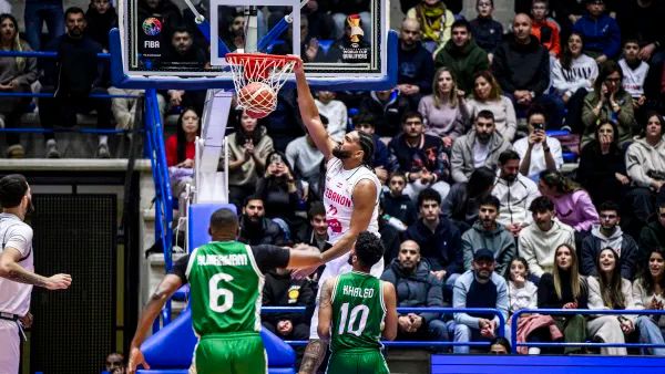 نصفيات كأس العالم لكرة السلةفوز ساحق  للبنان على السعودية(94-64 )