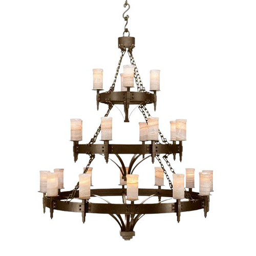 Hand Forged Iron Twelve Light Chandelier