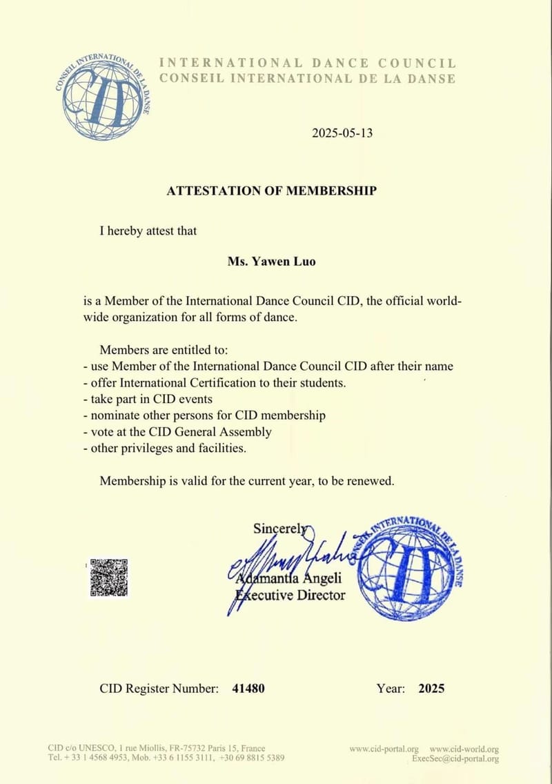 International Certification of Dance Studies  Curriculum