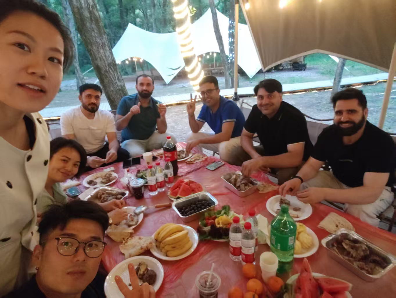 Dining with friends from Afghanistan