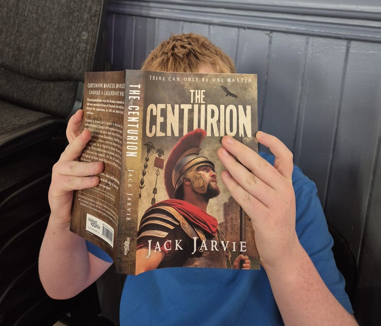 A young reader gets stuck in