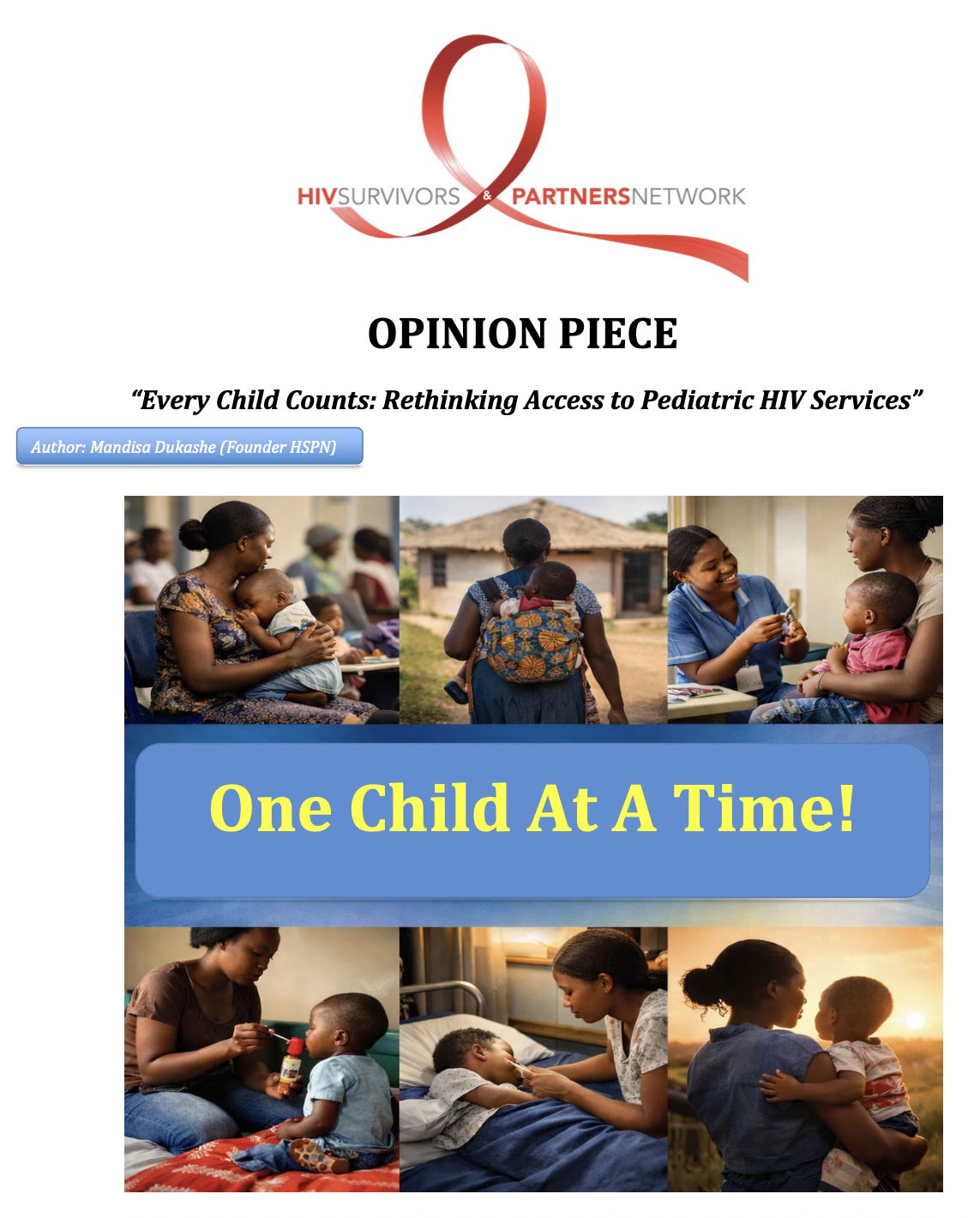 Equitable Access to HIV Services for Children- Opinion Piece