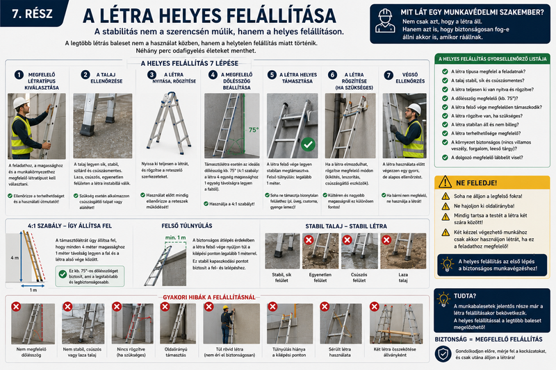 A létra helyes felállítása