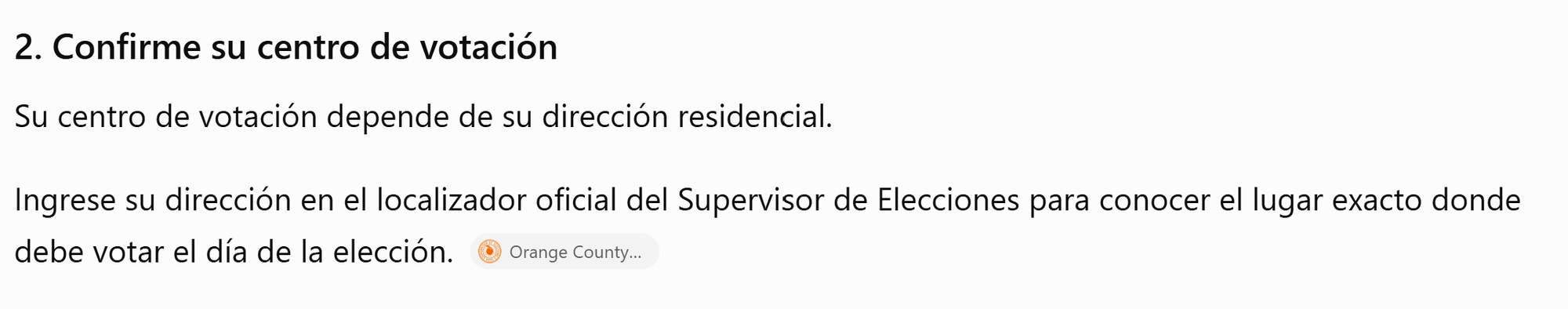 Confirme su centro de votación