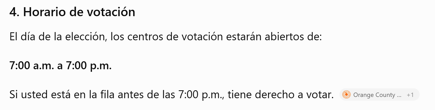 Horario de votación