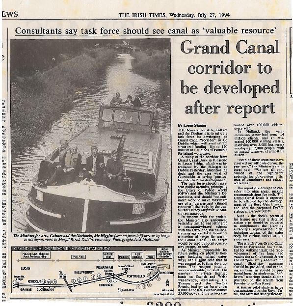1994 07 04th Irish Times Canal Corridor Report on 51M