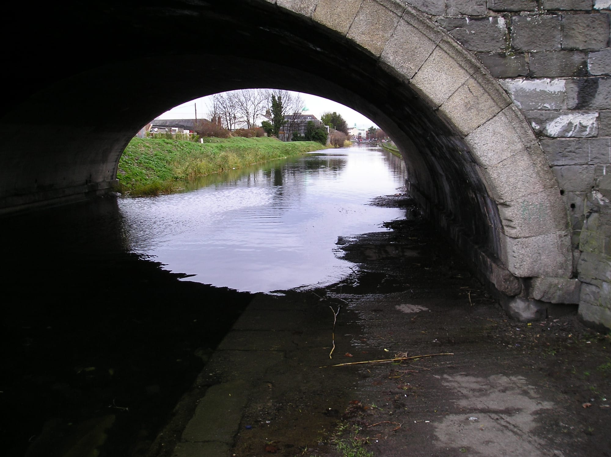 2008 01 Grand Canal Dublin Parnell Bridge known as Sallys Bridge flooded towpath