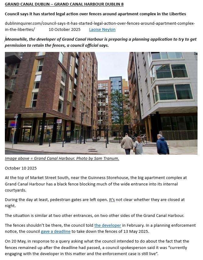 2024 12 Grand Canal Harbour Dublin 8 gates and fences by Sam Trunam Dublin Inquirer