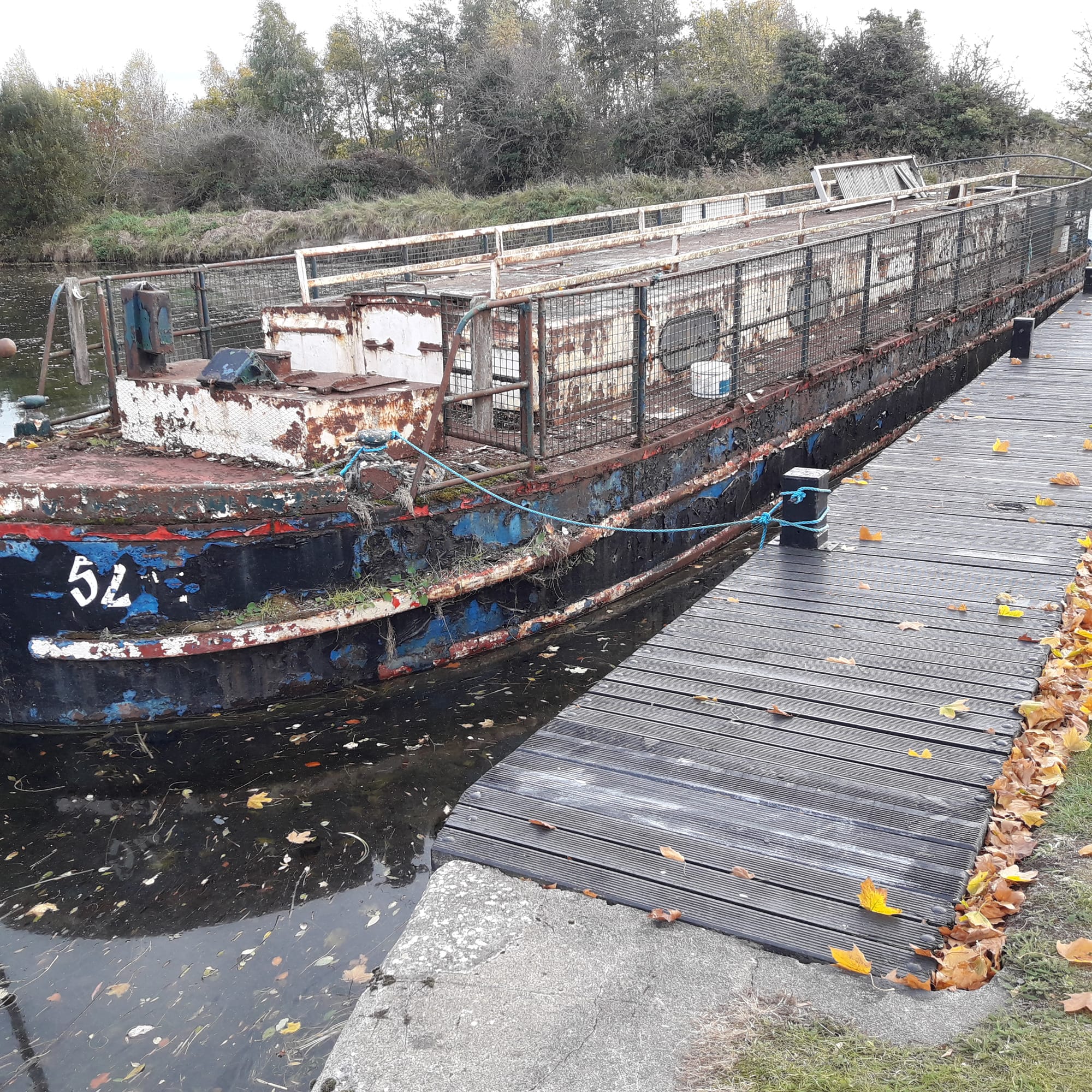 2018 10 29th Grand Canal Robertstown restoration of tourboat 52M