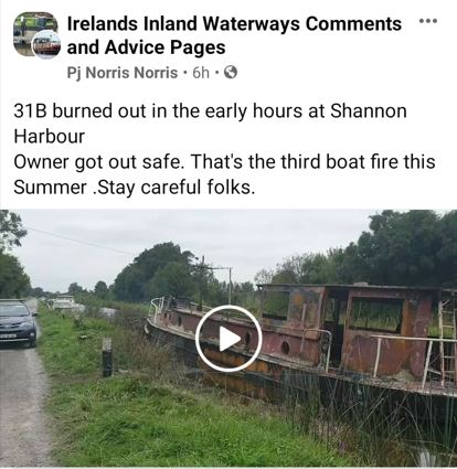 2021 07 Grand Canal Shannon Harbour fire on 31B