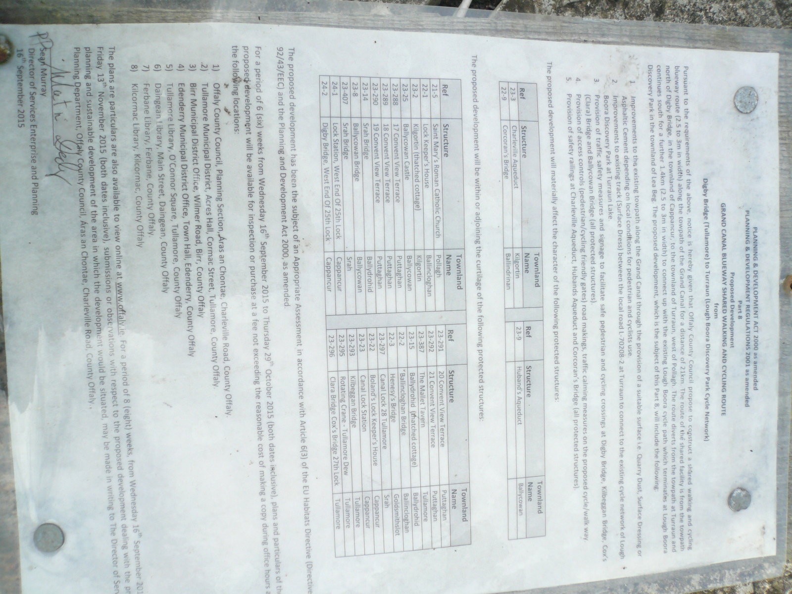 2015 12 16th Grand Canal Pollagh greenway planning application