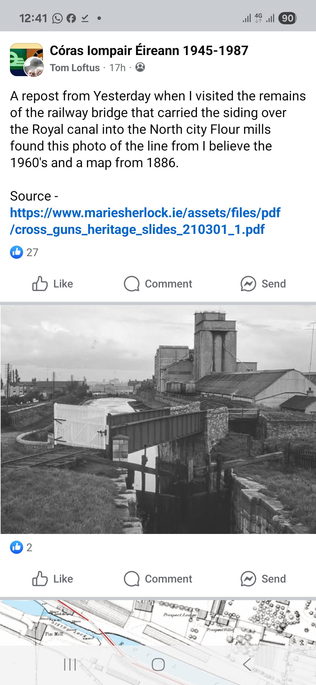2025 11 26th Royal Canal Phibsboro mills railway Facebook post