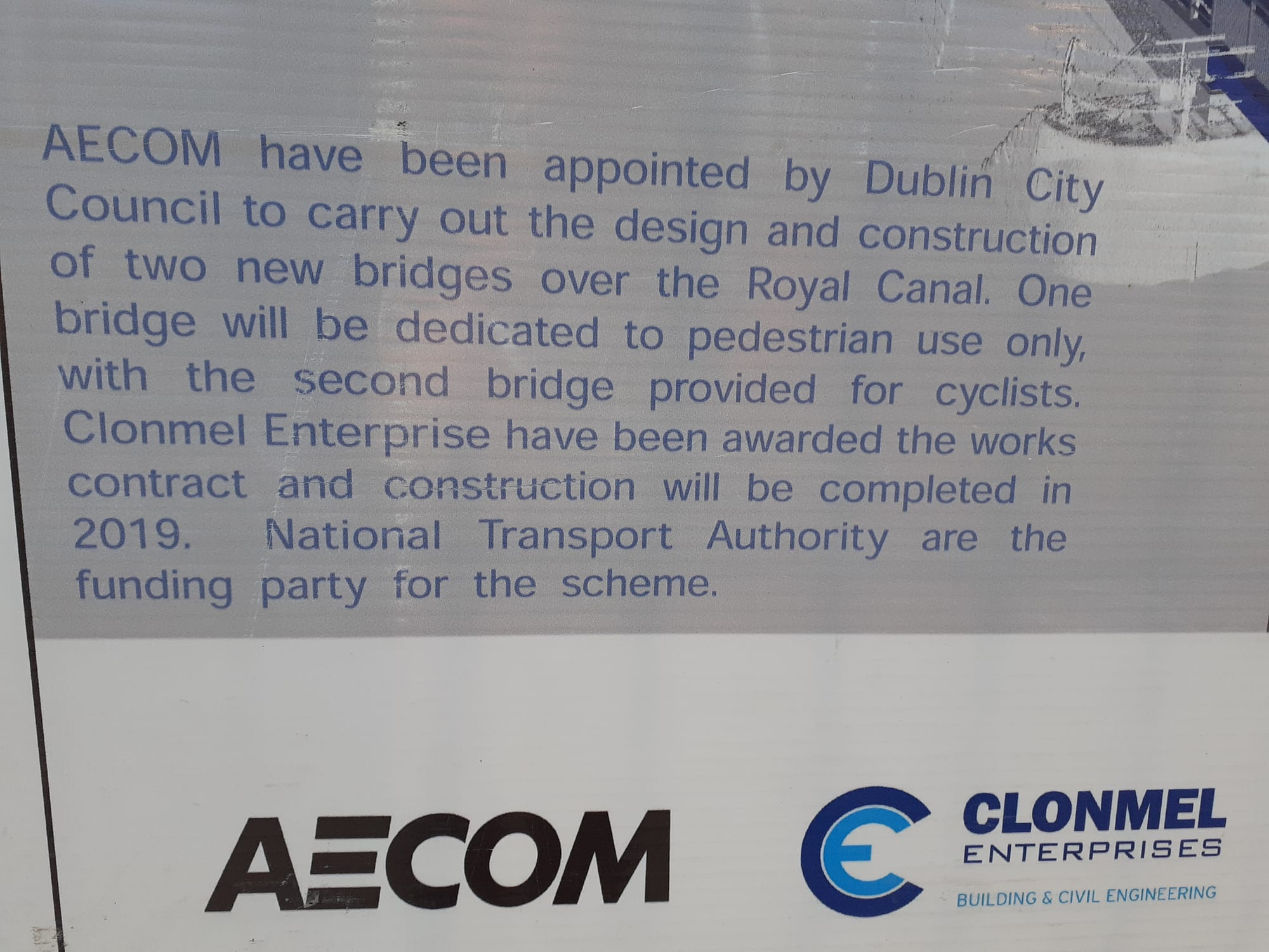 2019 12 Royal Canal Dublin north wall, new fixed bridges planned