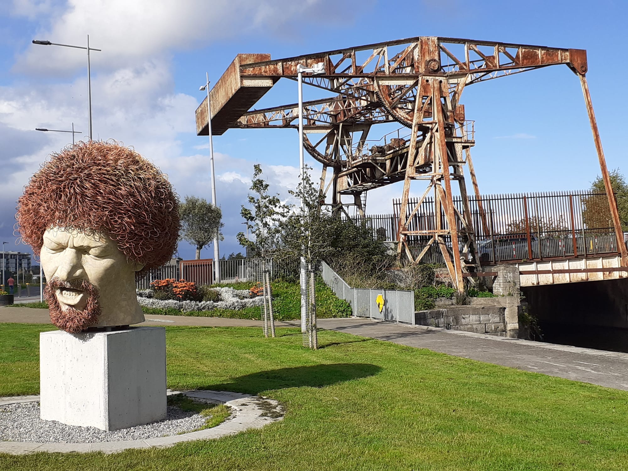 2020 02 20th Royal Canal Dublin Sherriff Street Scherzer Bridge with singer Luke Kelly