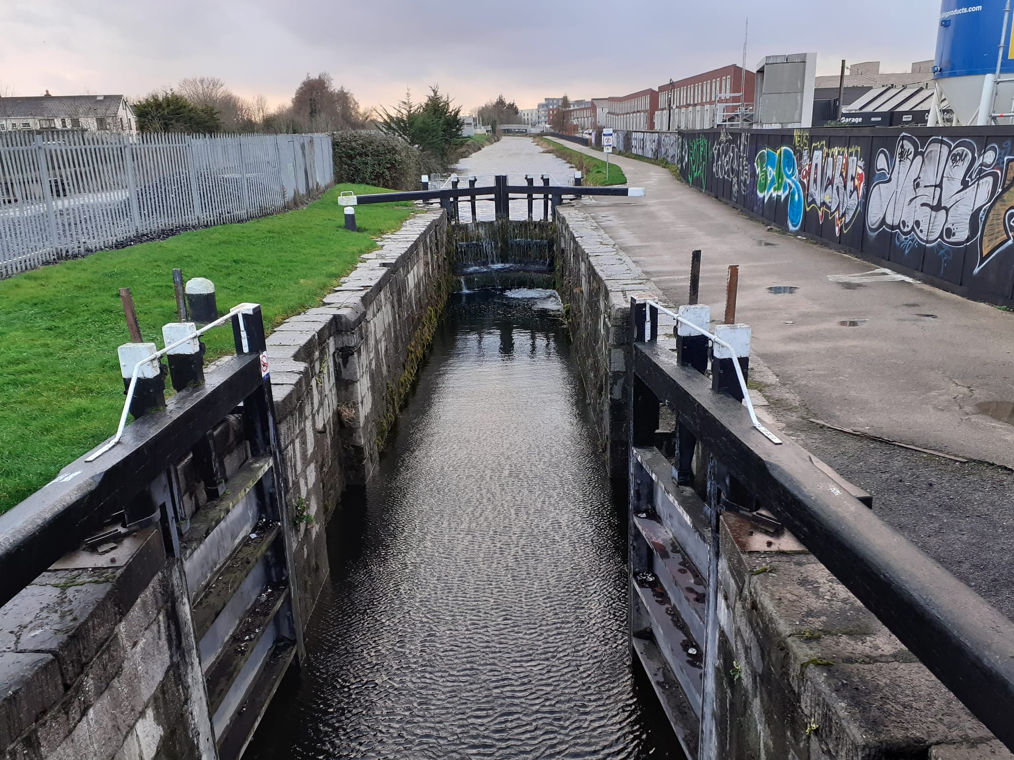 2022 02 20th Royal Canal Dublin Lock 8 builders alongside