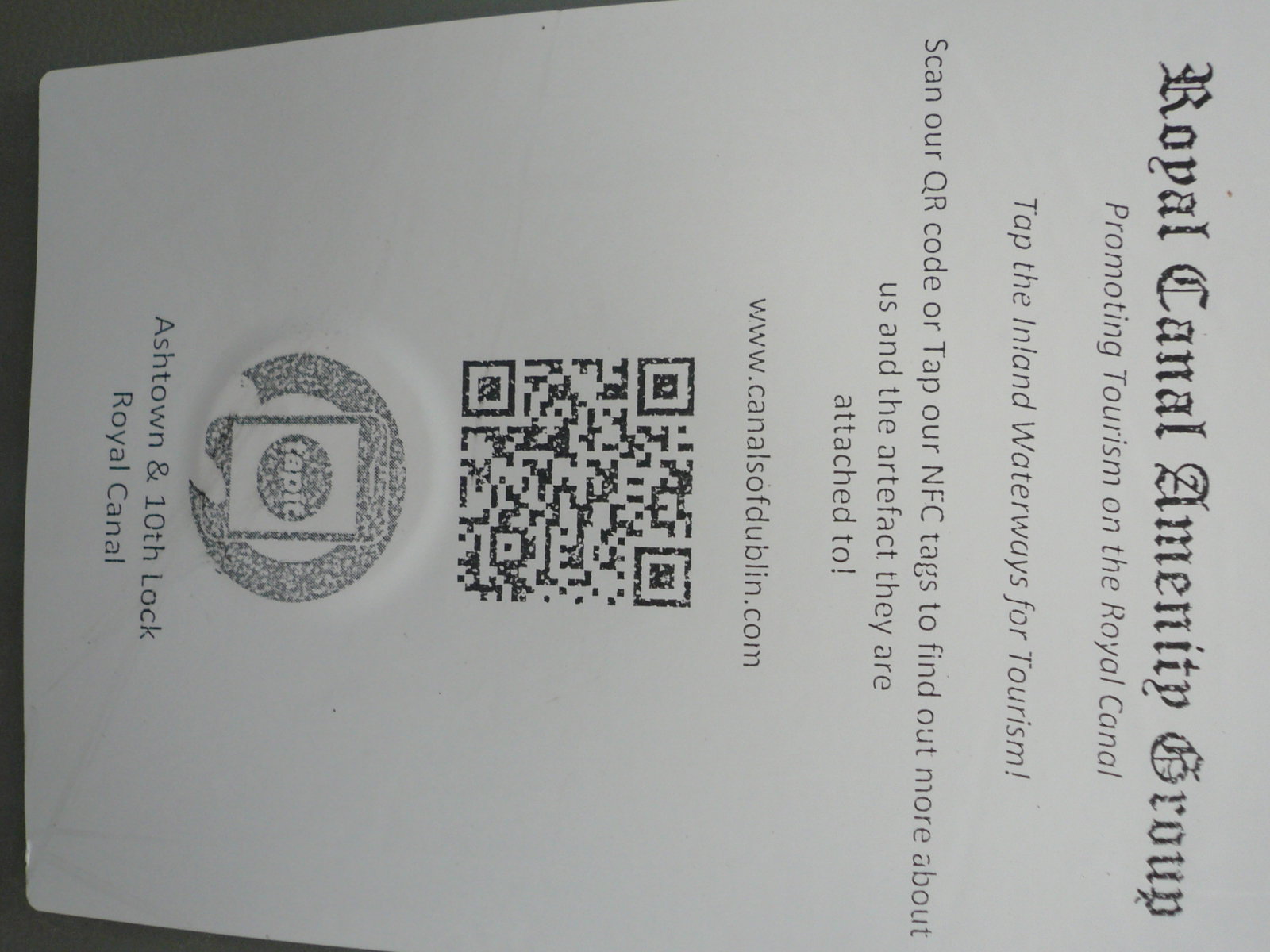 2016 07 Royal Canal Dublin Royal Canal Amenity Group QR codes signage