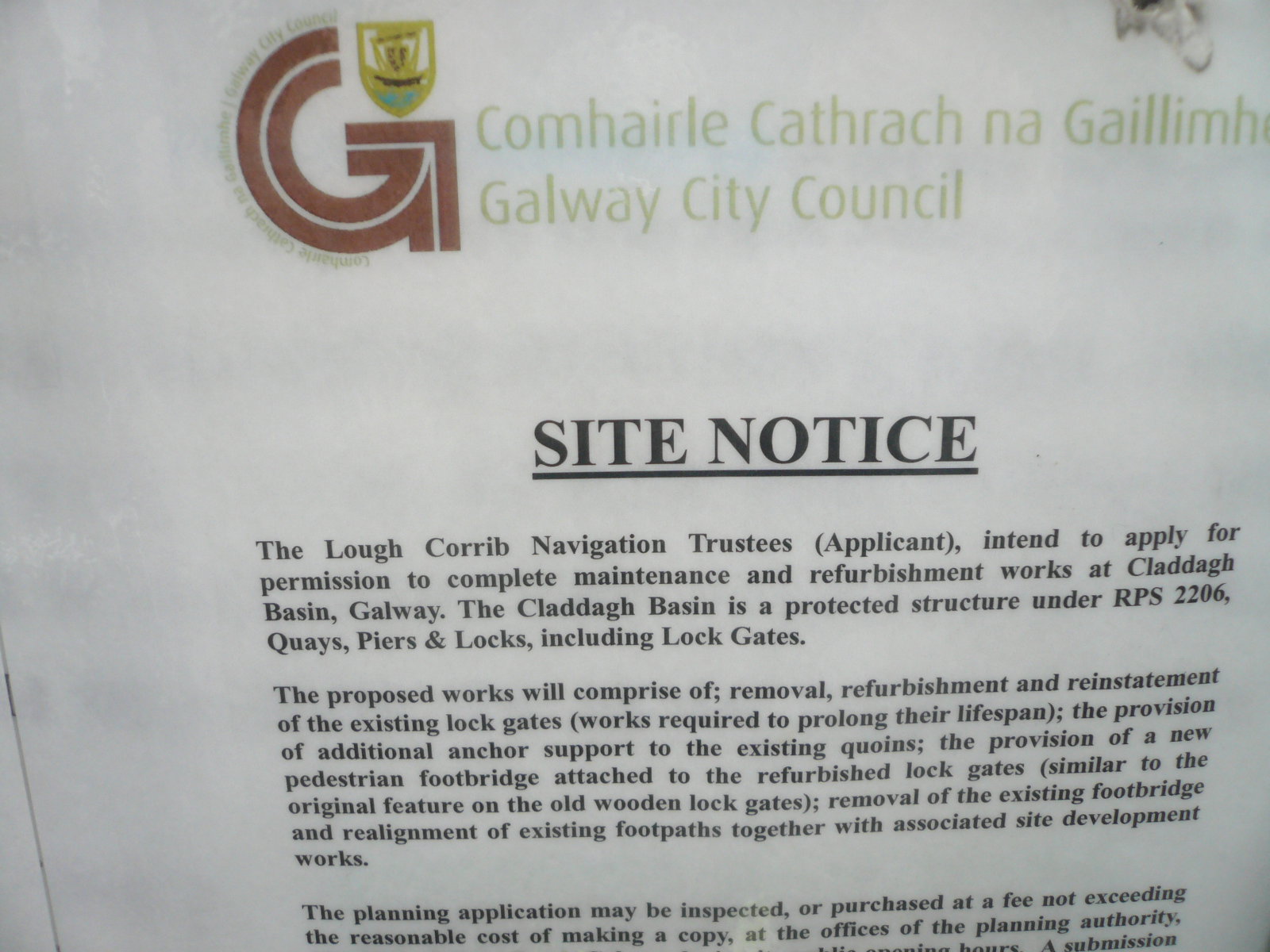 2016 Lough Corrib lock gates replacement application