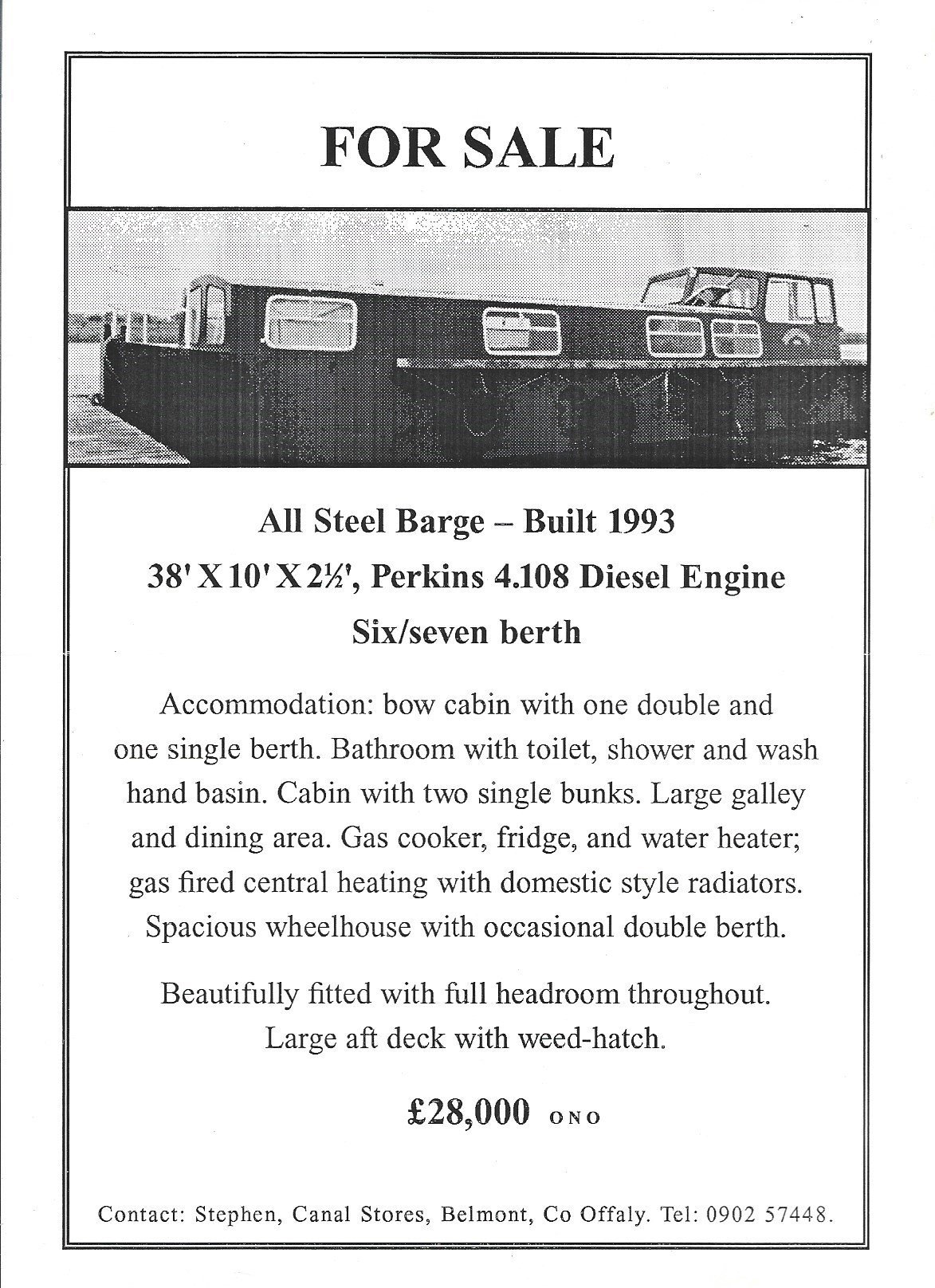 1997 Grand Canal Belmont Hire Boats for sale