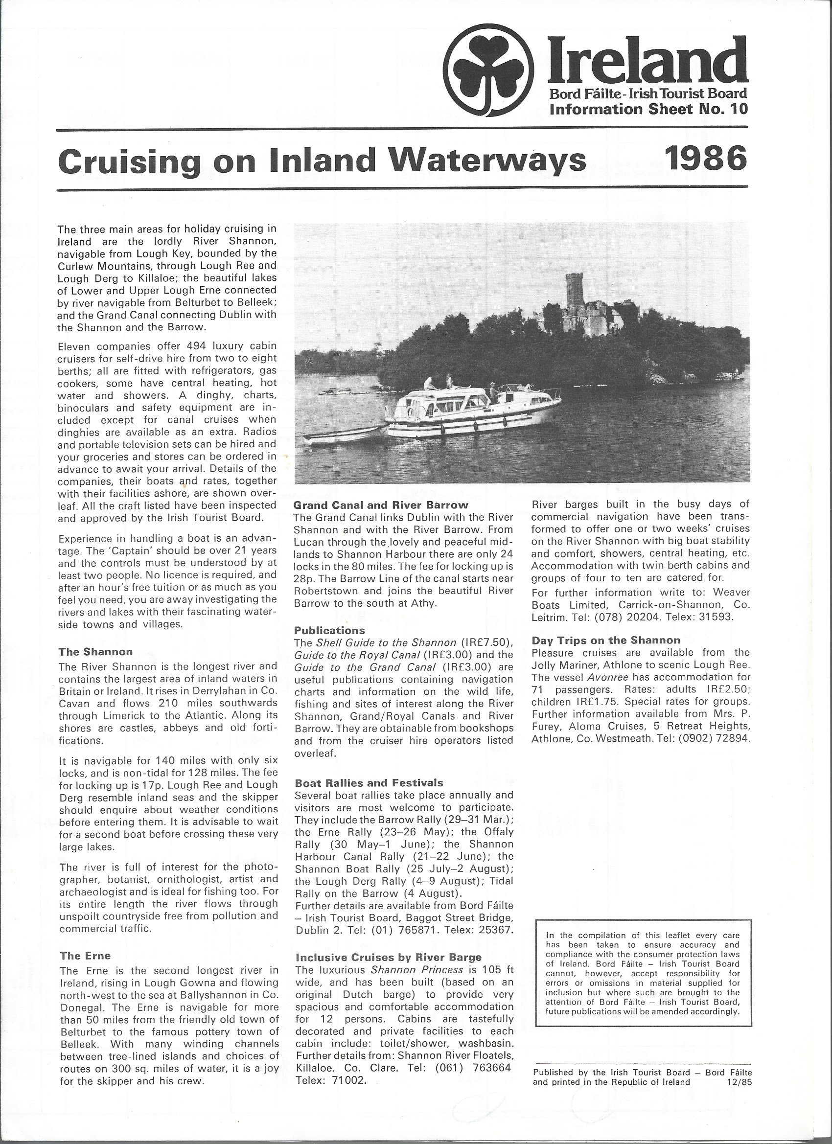 1986 Bord Failte Inland Waterways brochure