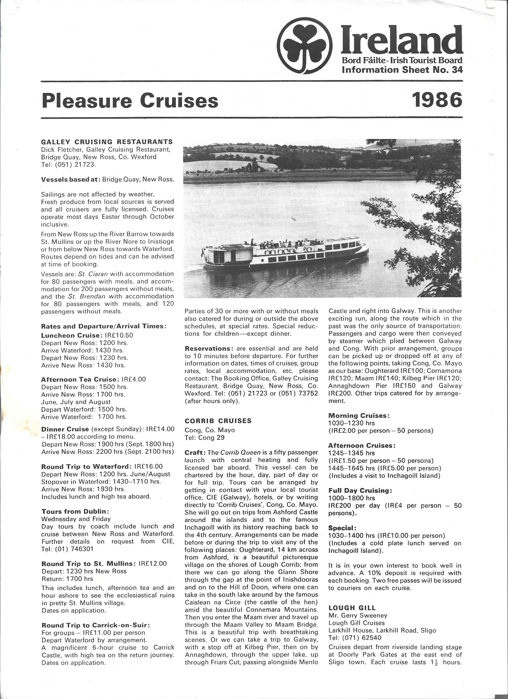 1986 Bord Failte Inland Waterways brochure