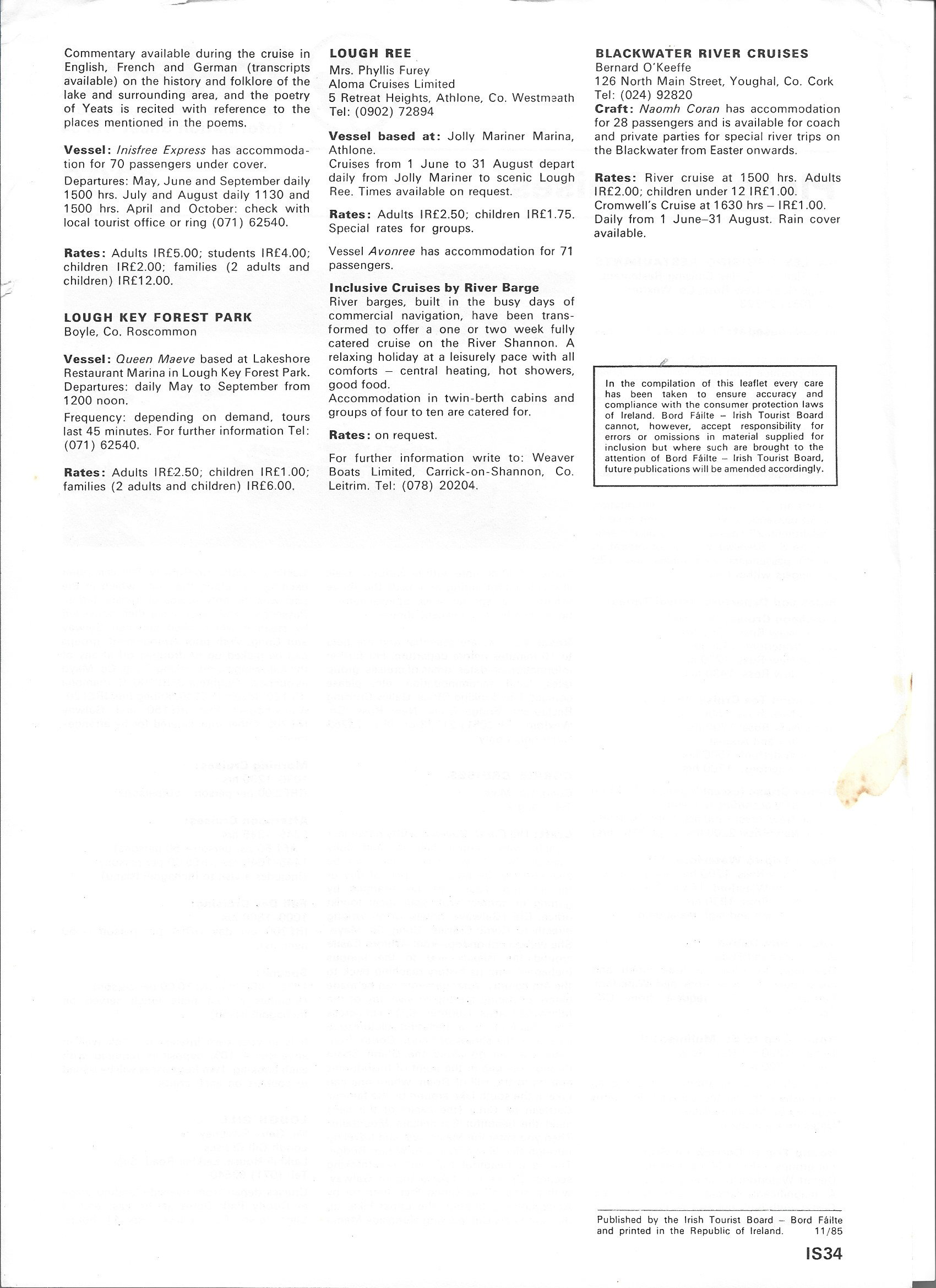 1986 Bord Failte Inland Waterways brochure