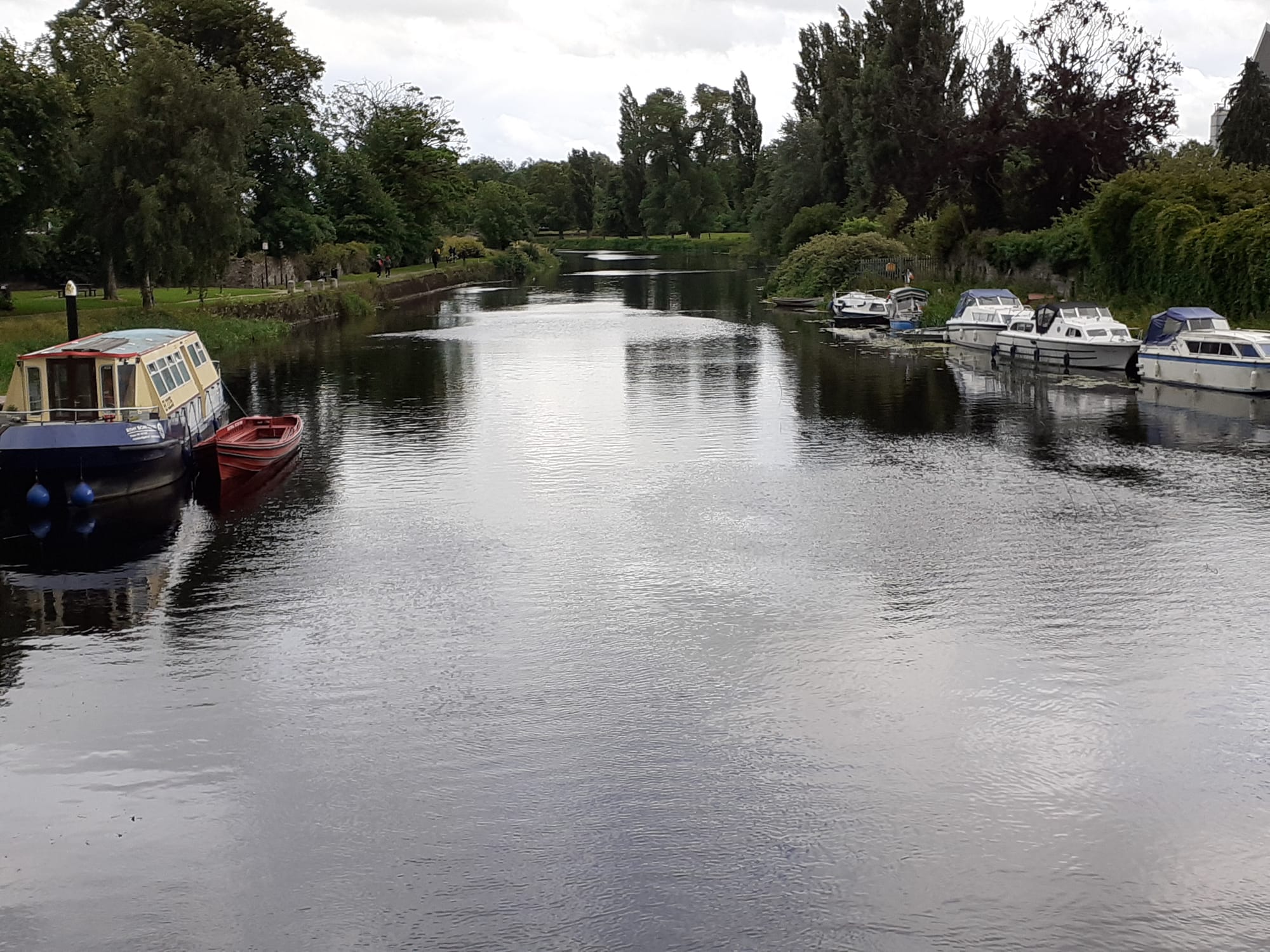 2020 06 27th River Barrow Athy fleet moored up on the flowing river