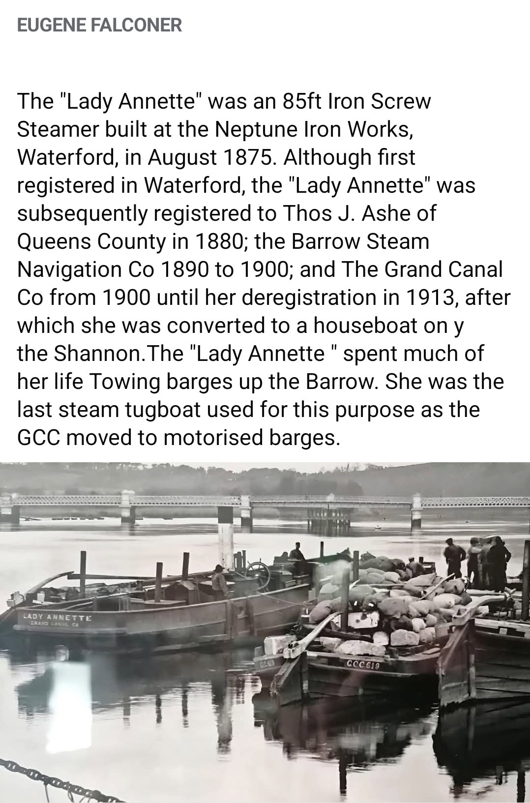 River Barrow, New Ross, Lady Annette by Eugene Falconer