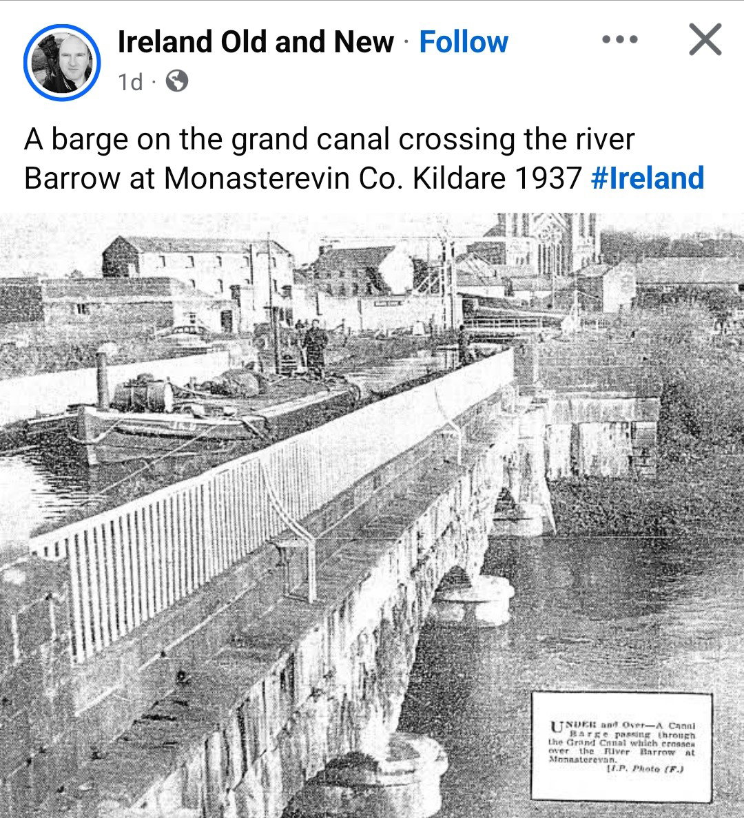 1937 Grand Canal Barrow Line Monasterevin Aqueduct Facebook Post