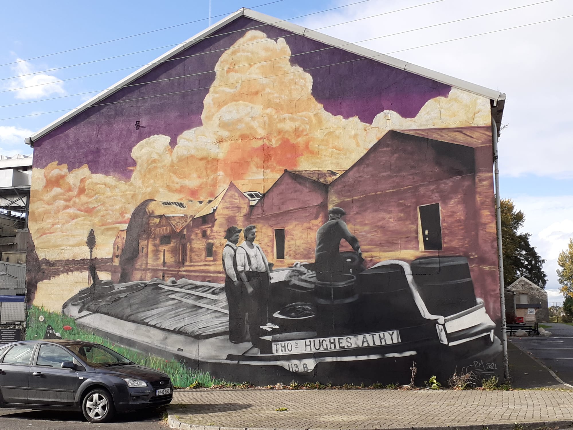 2022 10 06th Grand Canal Barrow Line, Athy, canal wall art recalls bytrader Thomas Hughes barge 113B