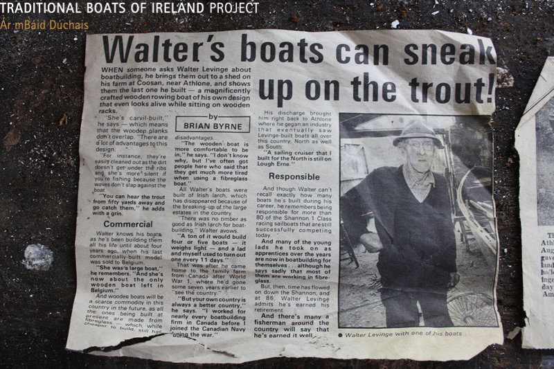 1982 River Shannon Walter Levinge SOD boatyard Coosan newpaper
