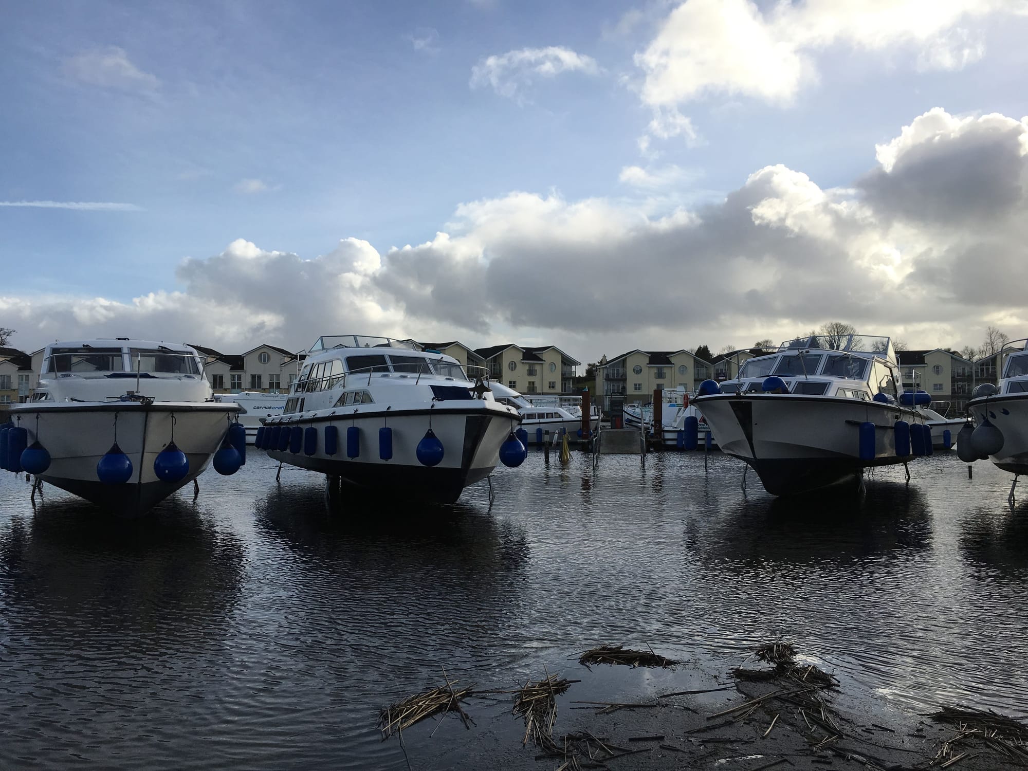 2019 03 17th River Shannon Carrick on Shannon, hireboats ashore flooded