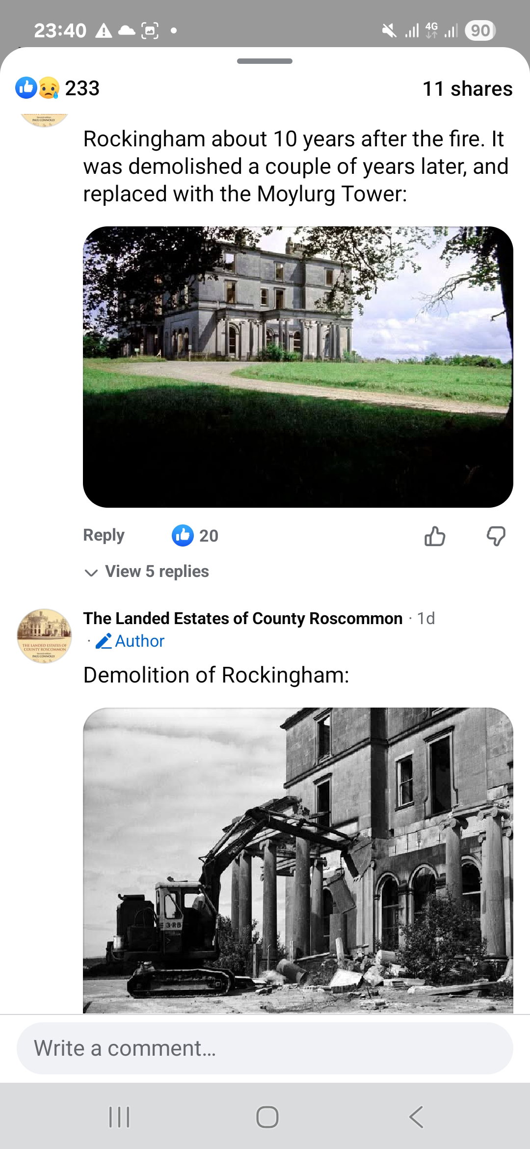 2025 12 04th River Shannon Lough Key  Rockingham House History posted on Facebook