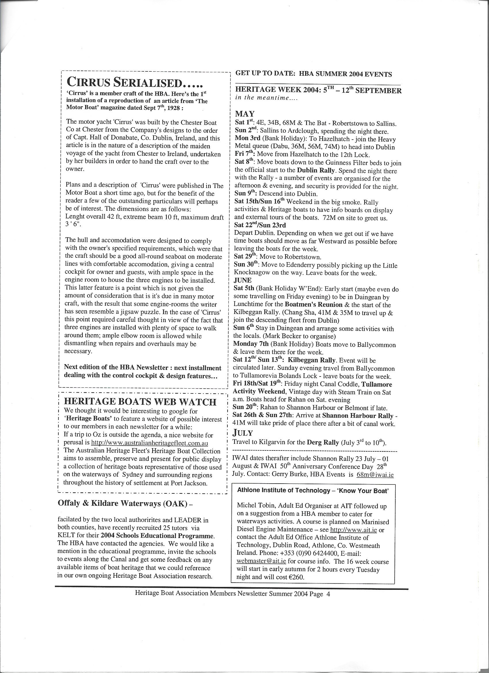 2004 Heritage Boat Association newsletter