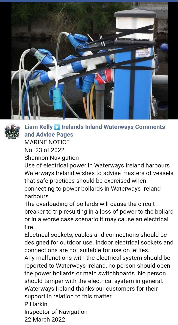 2022 03 22nd  marine notice shorepower electric dangers