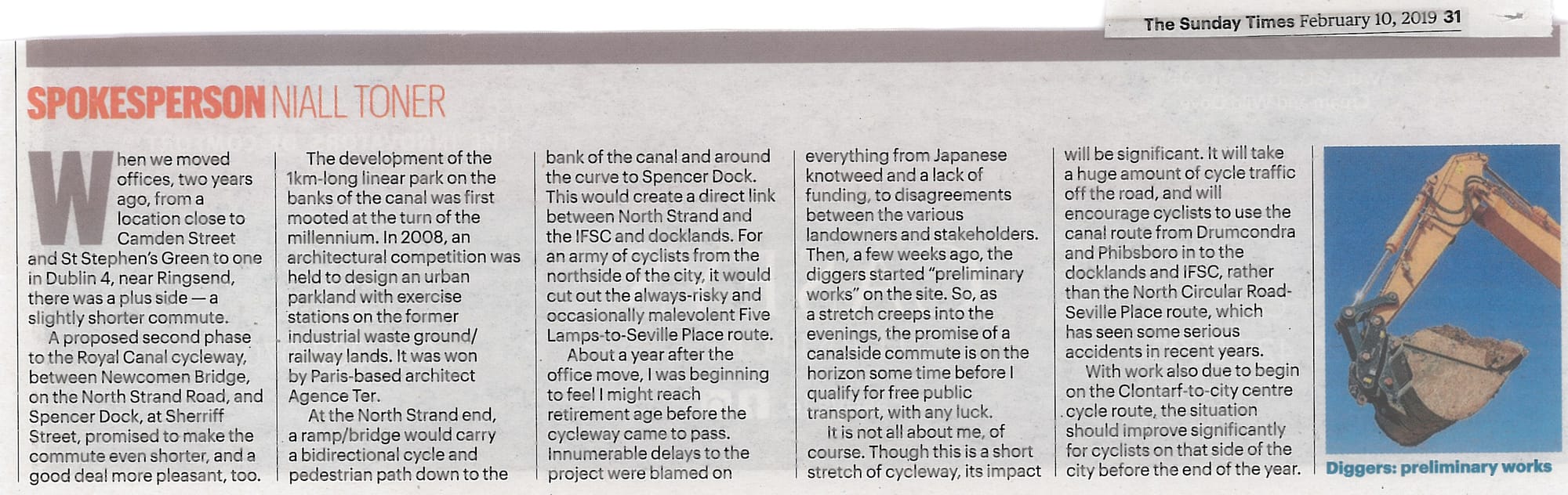 2019 02 The Times Royal Canal Dublin cycle path